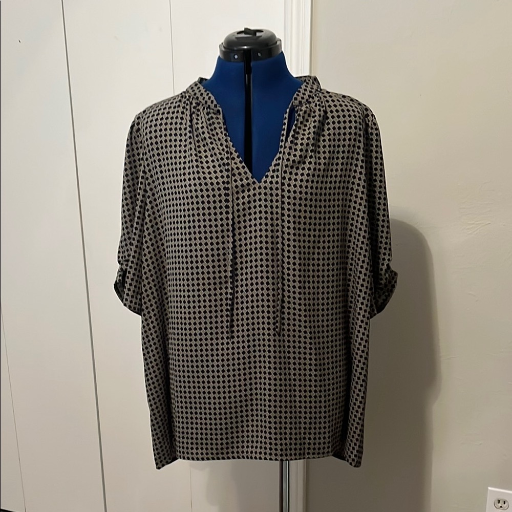 Nordstrom Olive and Black Geometric Blouse